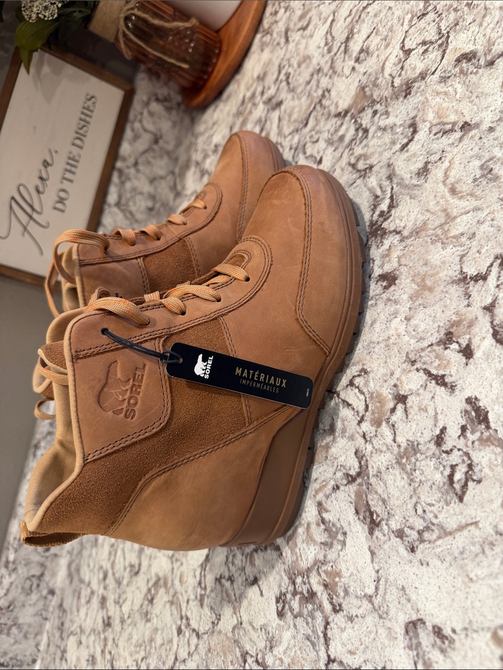 Sorel Women's Tan Leather Lace-Up Ankle Boots